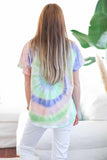 Tie-dye Short Sleeve V Neck T-Shirt