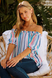 Stripe Off The Shoulder Rainbow Striped Top