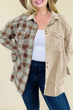 Plus Size Washed Cord Plaid Shirt