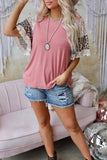 Leopard Print Lace Splicing Loose Top