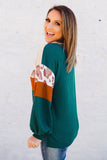 Leopard Color Block Waffle Knit Top