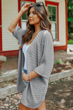 Ribbed Open Front Knit Cardigan