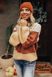 Geometric Texture Colorblock Sweater