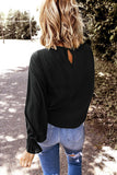 Crew Neck Ruffle Bubble Sleeve Top