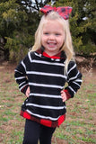 Buffalo Plaid Stripe Kids's Hoodie with Kangaroo Pocket