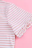 Casual Striped Ruffle Sleeve Short Sleeve T-Shirt