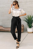 Paper Bag Elastic Waistband Casual Pants