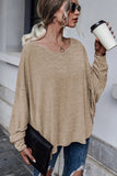 Tie Plunging Back Dolman Sleeve Oversize Top