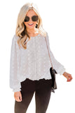 Polka Dot Lace Lantern Sleeve Blouse