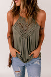 Green Crochet Lace Detail Tank Top