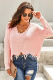 Tainted Love Cotton Distressed Sweater