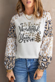 Wonderful Christmas Season Leopard Graphic Long Sleeve Top