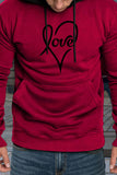 Valentine Love Heart Print Color Block Men's Pullover Hoodie