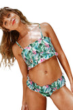 Cute Floral Patterned Smocked Bikini