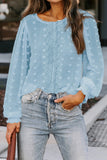 Polka Dot Lace Lantern Sleeve Blouse