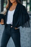 Cropped Fringe Faux Suede Jacket