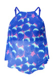 Mesh Petal Print Top Tankini Swimsuit