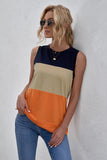 Color Block Crew Neck Tank Top