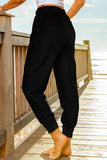 Black Elastic Waist Jogger Pants with Pockets