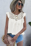 Floral Lace Yoke Pleated Flowy Top