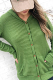 Open Front Pocket Button Knit Cardigan Coat