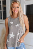 Leopard Star Waffle Knit Tank Top