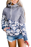 Floral Splicing Cowl Neck Hoodie