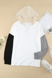 Colorblock V Neck Long Sleeve Hoodie