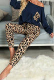 Casual Long Sleeve Leopard Pants Loungewear Set