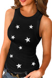 Star Print Round Neck Tank Top