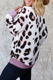 V-Neck Leopard Print Dropped Long Sleeve Sweatshirt