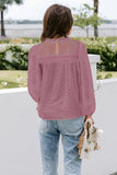 Frill Neck Swiss Dot Puff Sleeve Blouse