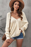 Zipper V-neck Dropped Sleeve Hooded Solid Sweater