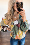 Square Neck Mixed Print Blouse