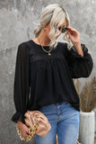 Swiss Dot Hollow Out Ruffle Sleeve Blouse