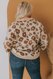 Plus Size Ribbed Hem Leopard Sweater