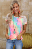 Bright Tie-dye Crochet Raglan Tee