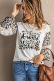 Wonderful Christmas Season Leopard Graphic Long Sleeve Top