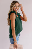 Swiss Dot Woven Sleeveless Top With Ruffled Straps