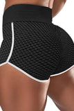 High Waist Honeycomb Contrast Stripes Butt Lifting Yoga Shorts