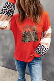 Christmas Tree Leopard Color Block Waffle Knit Top