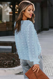 Polka Dot Lace Lantern Sleeve Blouse