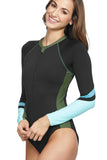 Sport Sculpt Long Sleeve Zip Front Rashguard Swimsuit