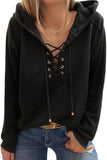 Casual Solid Color Lace-up Hoodie