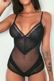 Spaghetti Straps Lace Mesh Bodysuit