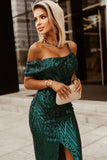 One-shoulder Sequin Midi Dress with Slit