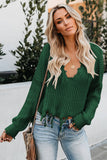 Green Tainted Love Cotton Distressed Sweater