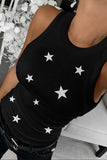 Star Print Round Neck Tank Top