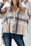 High Low Brushed Plaid Oversize Shirt