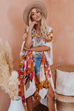 Multicolor Kimono Sleeve Floral Print Graceful Cover Up